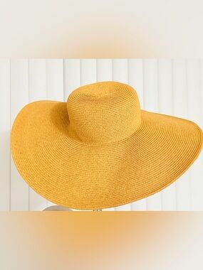 Nine West Wide Brim Sun Hat Beige/Tan with Ribbon